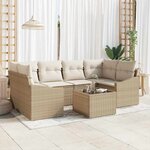 vidaXL Ensemble de canapé de jardin 7 Pièces Beige  Crème 55 x 55 x 37 cm