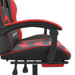 vidaXL Chaise de jeu pivotante et repose-pied Noir et rouge Similicuir