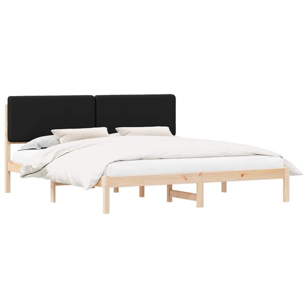 vidaXL Cadre de lit avec tête de lit rembourrée Noir 200 x 200 cm