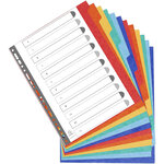 Intercalaires neutres maxi A4+ en carte lustrée, 12 divisions - Assortis
