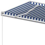vidaXL Auvent automatique rétractable avec poteaux 4x3 5 m Bleu blanc