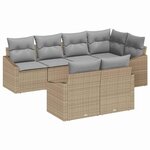 vidaXL Ensemble de Canapés avec coussin 7 Pièces Beige polyrotin