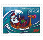 Timbre Saint Pierre et Miquelon - Série Noël - Le Père Noël