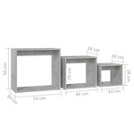 vidaXL Tables gigognes 3 Pièces Gris béton Aggloméré
