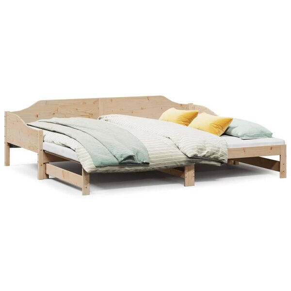 vidaXL Lit de jour et lit gigogne sans matelas 90x200 cm bois massif