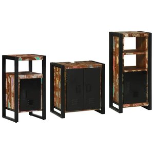 vidaXL Ensemble de mobilier de salle de bain 3 Pièces Bois Recyclé Solide