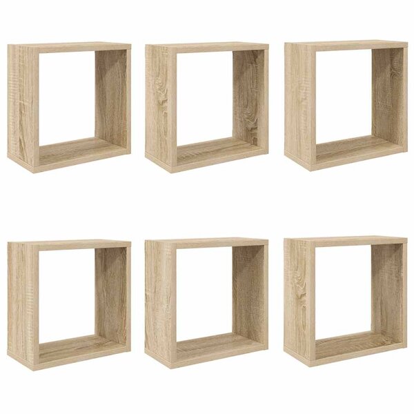 vidaXL Étagères cube murales 6 Pièces Chêne sonoma 30x15x30 cm