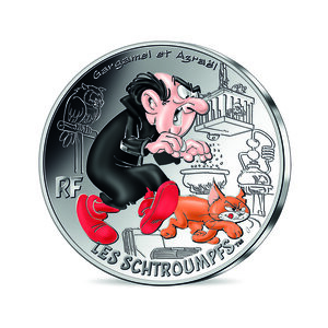 Monnaie de 10 Euro Argent colorisée Gargamel et Azraël - Les Schtroumpfs