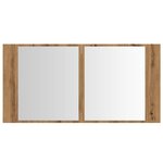 vidaXL Armoire à miroir LED chêne artisanal 90x12x45cm bois ingénierie