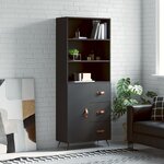 vidaXL Buffet haut Noir 69 5x34x180 cm Bois d'ingénierie
