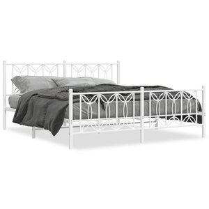 vidaXL Cadre de lit métal sans matelas et pied de lit blanc 180x200 cm