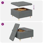 vidaXL Pouf de rangement avec coussin Gris foncé 80 x 80 x 45 cm tissu