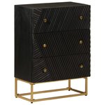 vidaXL Commode noir 55x30x76 cm bois massif de manguier et fer