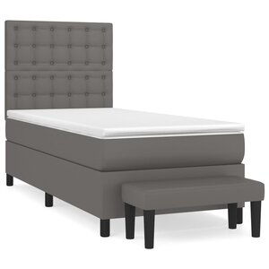 vidaXL Sommier à lattes de lit avec matelas Gris 90x190 cm Similicuir