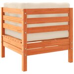vidaXL Salon de jardin 3 Pièces avec coussins cire marron bois pin massif