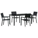 vidaXL Ensemble de salle à manger pour jardin 5 Pièces Noir HDPE