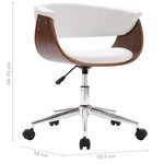 Chaise fauteuil siège pivotante de bureau informatique étude bois courbé et similicuir noir 02_0024084