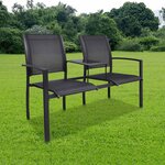 vidaXL Banc de jardin à 2 places 131 cm Acier et textilène Noir
