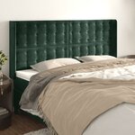 vidaXL Tête de lit avec oreilles Vert foncé 203x16x118/128 cm Velours