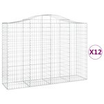 vidaXL Paniers à gabions arqués 12 Pièces 200x50x140/160 cm Fer galvanisé