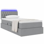 vidaXL Lit avec rangement et LED avec LED Gris clair 90 x 190 cm tissu