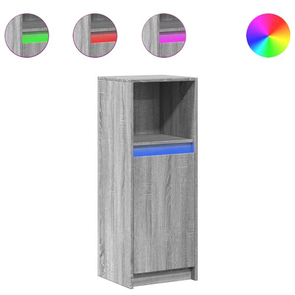 vidaXL Buffet avec LED sonoma gris 38x34x100 cm bois d'ingénierie