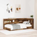 vidaXL Lit bibliothèque Chêne fumé 75 x 190 cm Bois d'ingénierie