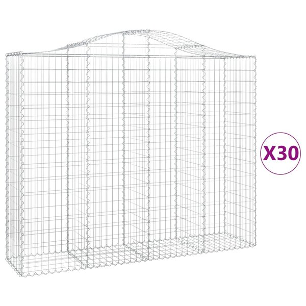 vidaXL Paniers à gabions arqués 30 Pièces 200x50x160/180 cm Fer galvanisé