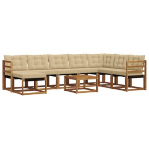 vidaXL Ensemble de canapés d'extérieur 9 Pièces Naturel et Beige