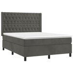 vidaXL Sommier à lattes de lit matelas et LED Gris foncé 140x190 cm