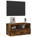 vidaXL Meuble TV mural chêne fumé 60x30x30 cm bois d'ingénierie