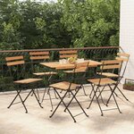 vidaXL Chaises de bistrot pliantes 6 Pièces Bois de teck solide et acier