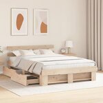 vidaXL Cadre de lit avec tiroir Marron 140 x 200 cm Bois massif en pin