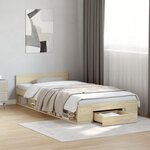 vidaXL Cadre de lit avec tiroir sans matelas chêne sonoma 100x200 cm