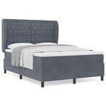 vidaXL Lit Box Spring avec matelas gris foncé 140x200 cm en velours