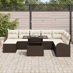 vidaXL Ensemble de canapé de jardin 9 Pièces Marron Poly rotin