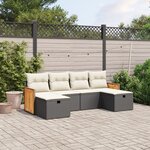 vidaXL Salon de jardin 6 Pièces avec coussins noir résine tressée