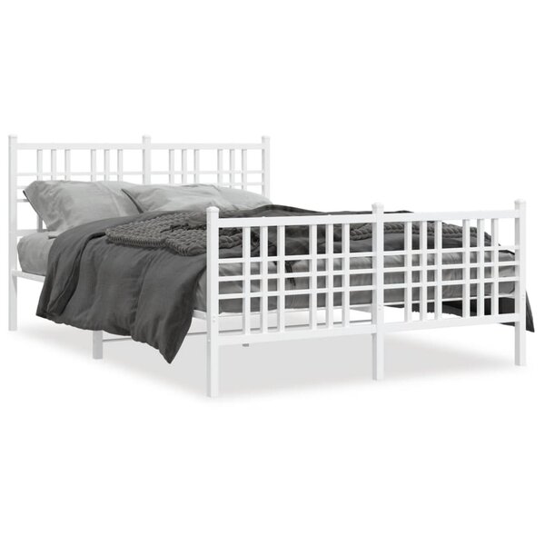 vidaXL Cadre de lit métal sans matelas et pied de lit blanc 120x200 cm