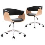 vidaXL Chaises pivotantes à manger lot de 2 noir similicuir