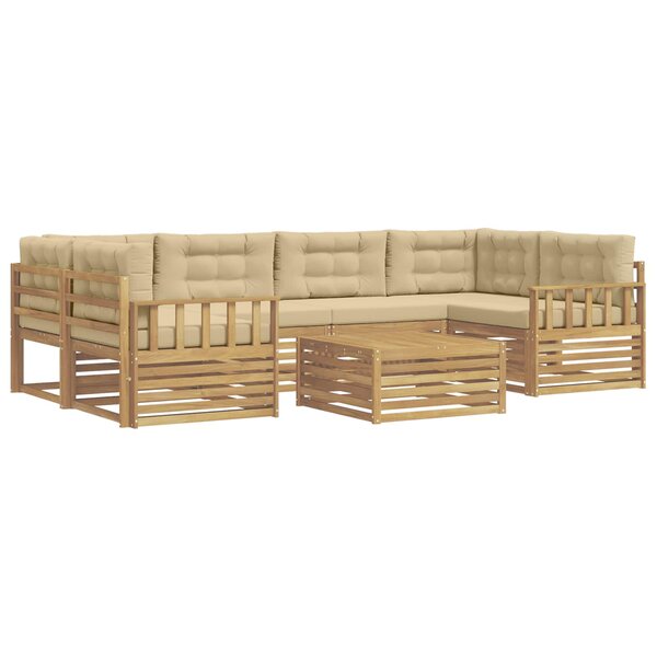 vidaXL Ensemble de canapés d'extérieur 7 pc Blanc et Beige Polyester