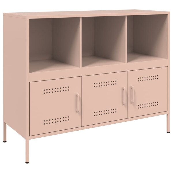 vidaXL Buffet rose 100 5x39x79 cm acier laminé à froid
