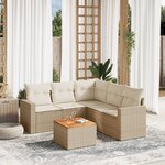 vidaXL Salon de jardin avec coussins 6 Pièces beige résine tressée