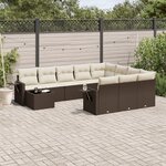 vidaXL Salon de jardin et coussins 11 Pièces marron résine tressée