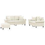 vidaXL Ensemble de canapés 3 Pièces avec coussins crème velours
