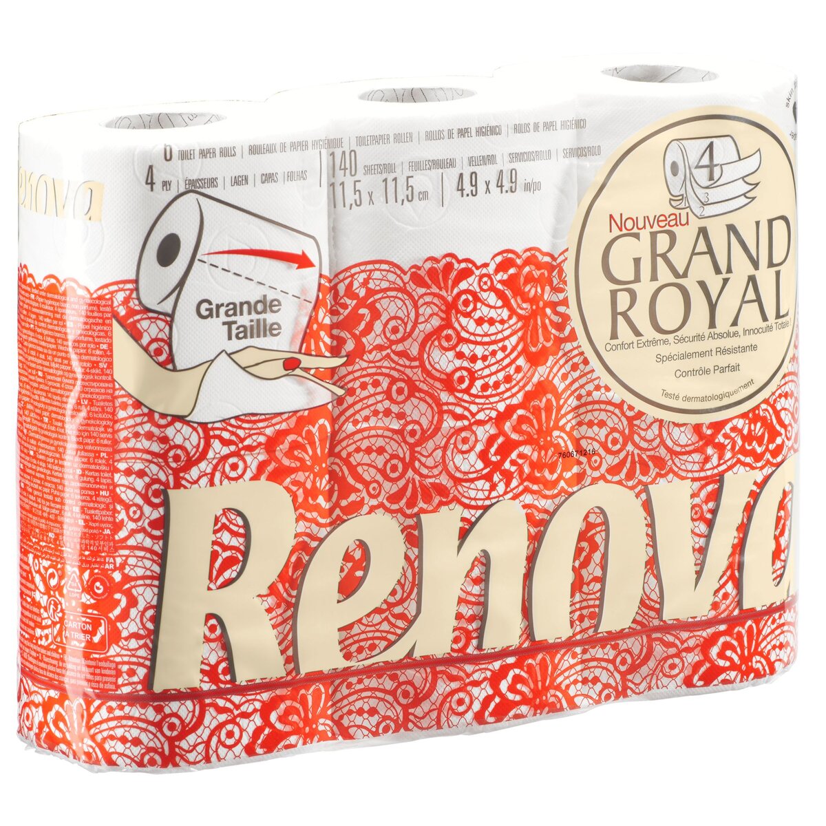 Papier toilette grand royal renova - carton 30 rouleaux 140
