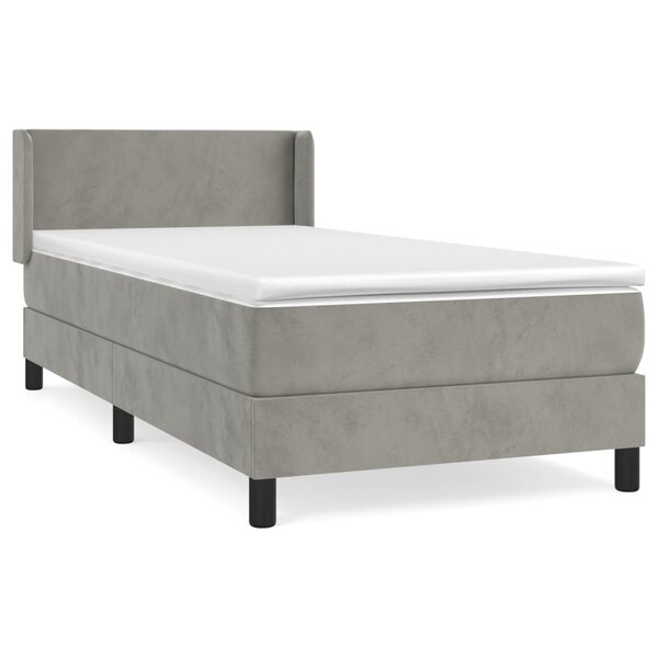 vidaXL Sommier à lattes de lit et matelas Gris clair 90x190 cm Velours