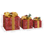 Vidaxl boîtes-cadeaux de noël décoratives 3 pièces extérieur intérieur