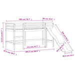 vidaXL Lit mezzanine enfants et tunnel blanc/noir 90x200 cm pin massif