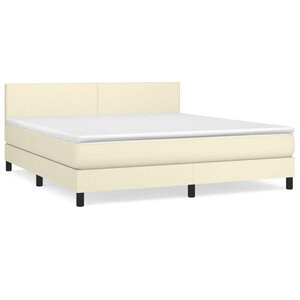 vidaXL Lit à sommier tapissier avec matelas Crème 160x200cm Similicuir