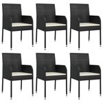 vidaXL Ensemble à manger de jardin coussins 7Pièces Noir Résine tressée